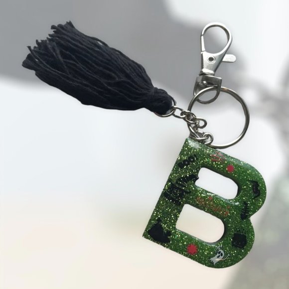 Initial B Monogram Halloween Keychain Purse Clip - Picture 2 of 4